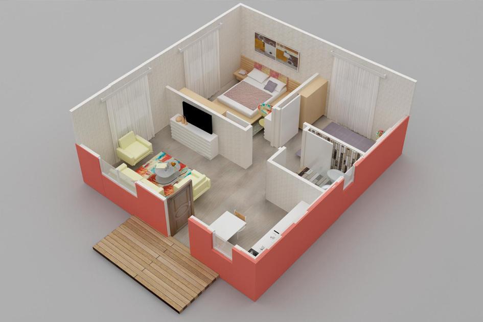 45 m² 2+1 Tek Kat Prefabrik Ev son görsel