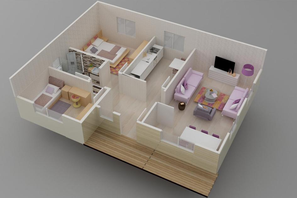 78 m² 2+1 Tek Kat Prefabrik Ev son görsel