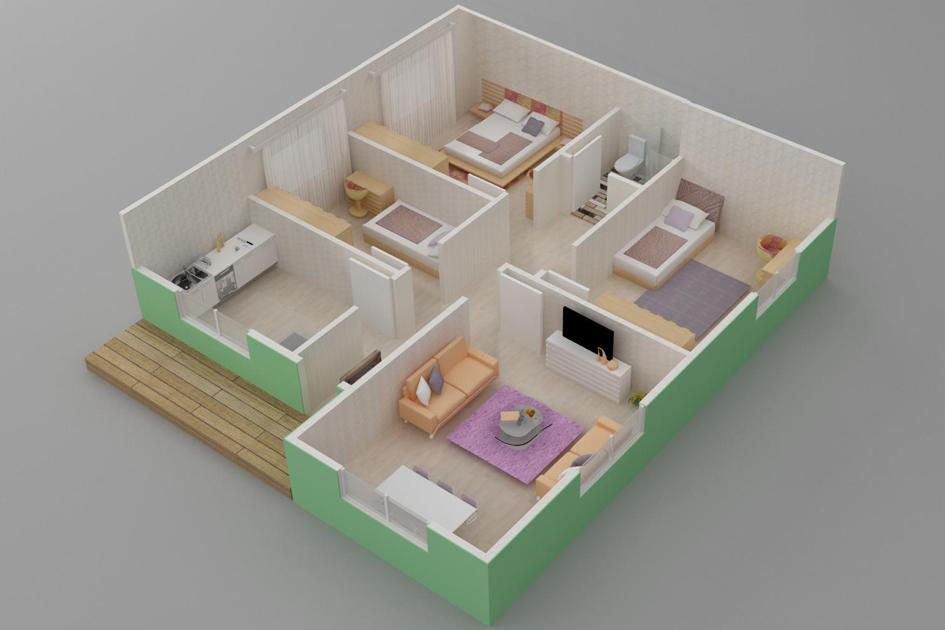 85 m² 3+1 Tek Kat Prefabrik Ev son görsel