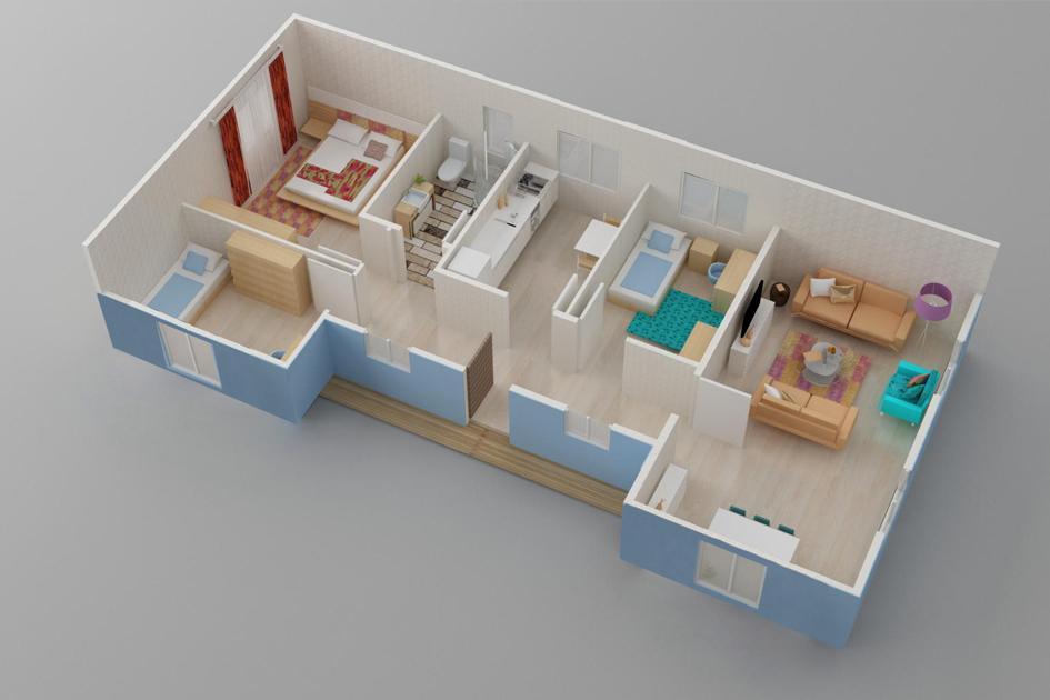 106 m² 3+1 Tek Kat Prefabrik Ev son görsel