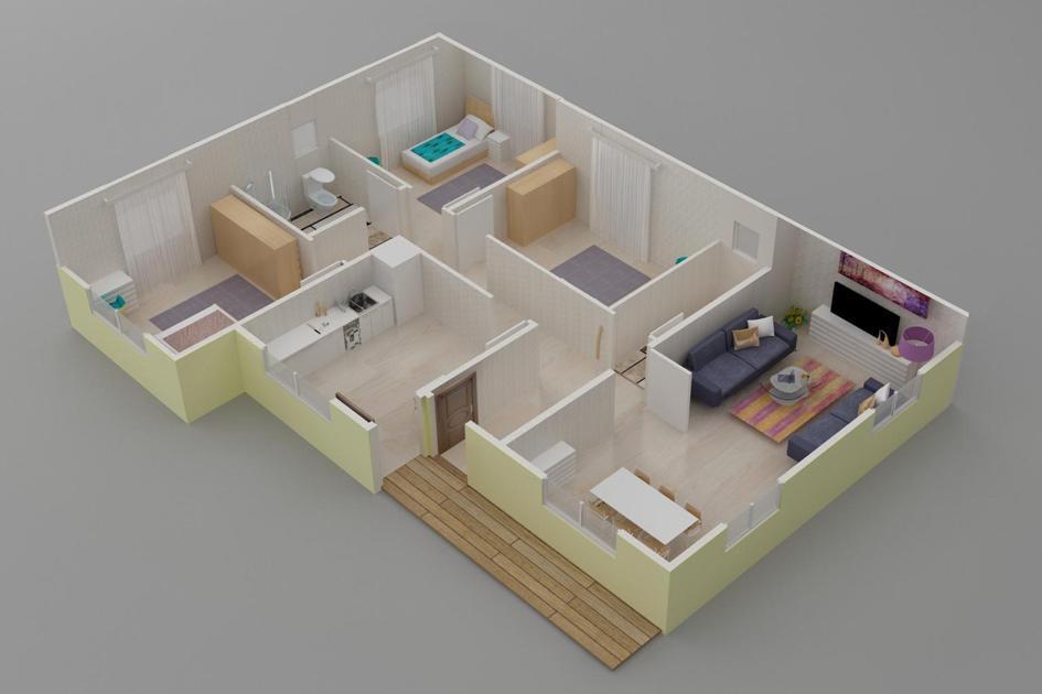 124 m² 3+1 Tek Kat Prefabrik Ev son görsel