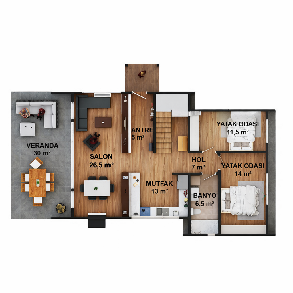 170 m² 3+1 Dubleks Çelik Villa görsel 5