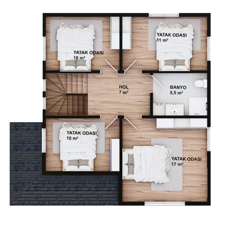 182 m² 5+1 Dubleks Çelik Villa görsel 4