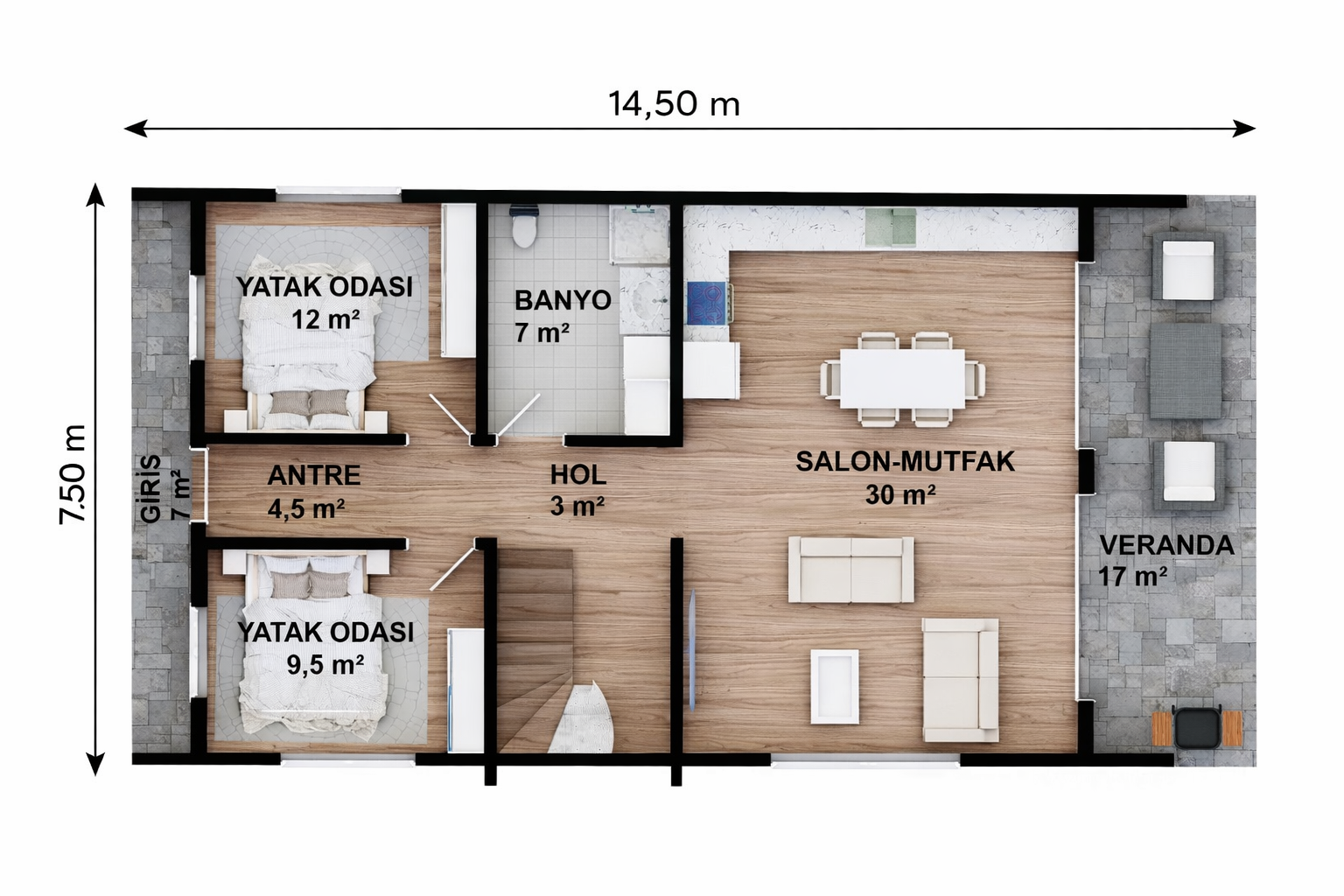 210 m² 4+1 Dubleks Çelik Villa görsel 3